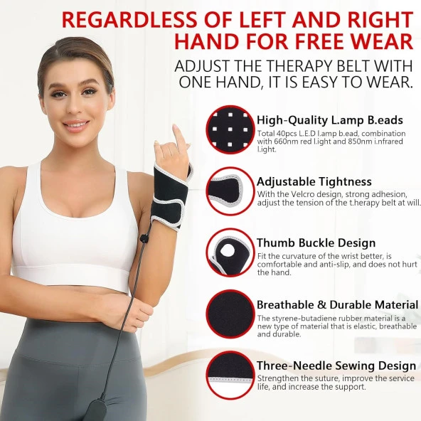 JOBYNA Bilek için Kırmızı Işık Terapisi, 660nm Kırmızı ve 850nm Kızılötesi - 3