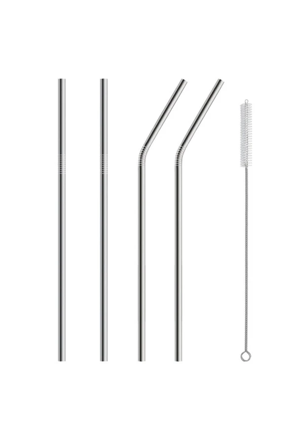 5 Parça Metal Pipet - Paslanmaz Çevre Dostu Metal Pipet Fırça Seti ürün görseli