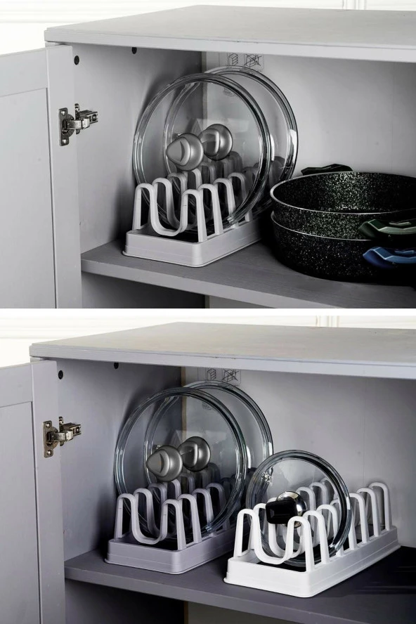 Tencere Kapağı Organizeri - 6 Bölmeli Tencere Kapak Rafı - Resim 2