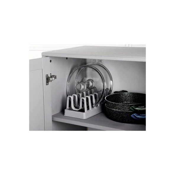 Tencere Kapağı Organizeri - 6 Bölmeli Tencere Kapak Rafı - Resim 3