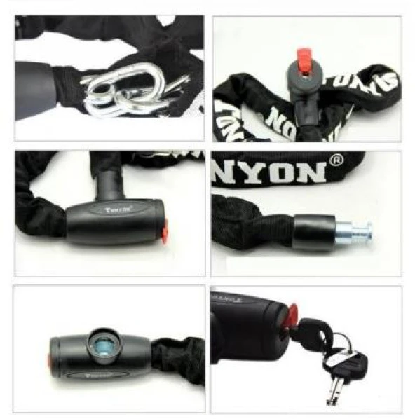 BİKE SKY Tonyon Kilit Zincir Anahtarlı - 6MM*120CM - Siyah - 3