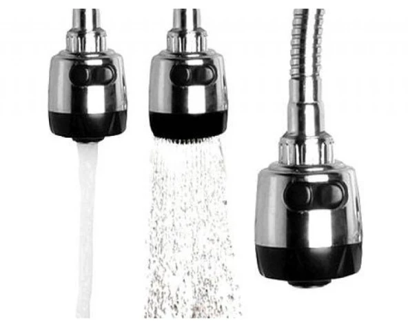 Renkli Silikonlu Oynar Başlıklı 2 Fonksiyonlu Spiral Musluk Başlığı - Mavi - 3