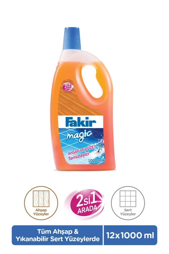 FAKİR Fakir Magic 2'Si 1 Arada Ahşap Ve Sert Yüzey Temizleyici 1000Ml X 12 Adet