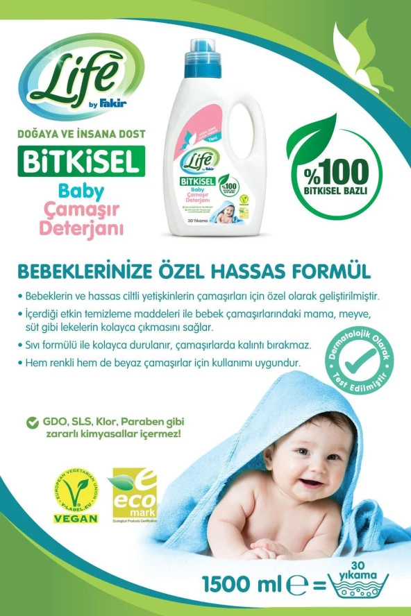 LİFE BY FAKİR Life By %100 Bitkisel Bazlı Vegan Sıvı Bebek Çamaşır Deterjanı 1500Ml X 6 Adet Avantaj Seti - 2