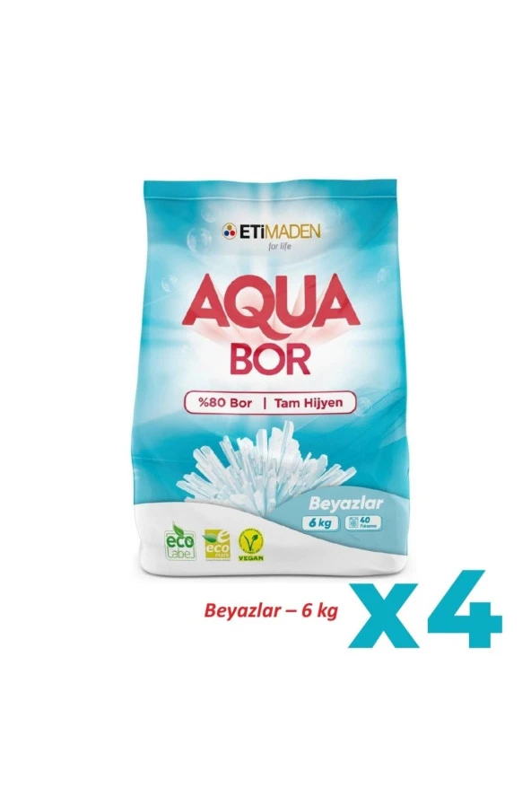 ETİ MADEN Etimaden Aqua Bor Deterjan (Boron) Beyazlar 6 Kg X 4 Adet
