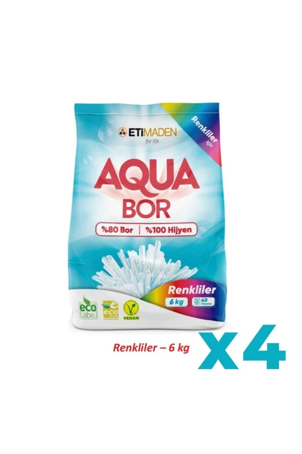 ETİ MADEN Etimaden Aqua Bor Deterjan (Boron) Renkliler 6 Kg X 4 Adet