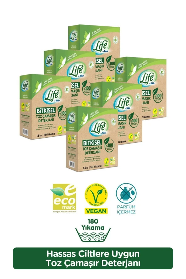 LİFE BY FAKİR %100 Bitkisel Bazlı Doğal Toz Çamaşır Deterjanı X 6 Adet Avantaj Seti