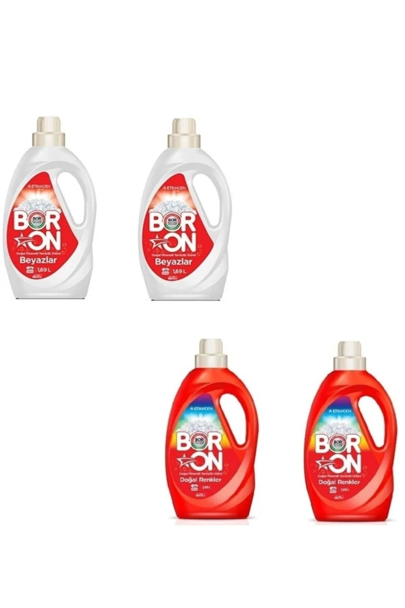 BORON Boron Sıvı Çamaşır Deterjanı 1690 Ml X 4 Ad (Beyaz 2 Ad Renkli 2 Ad)