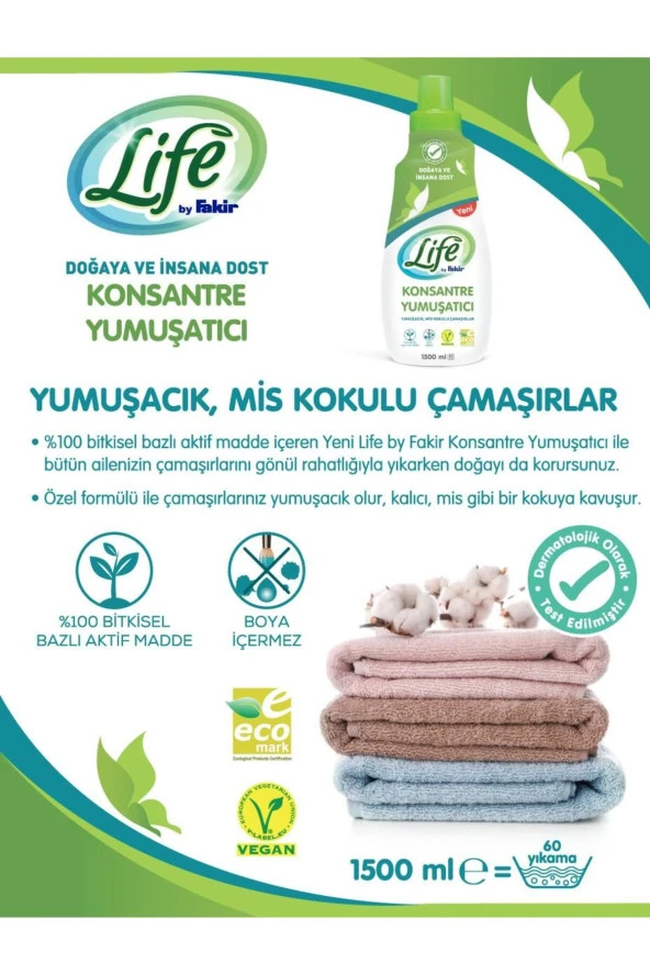 LİFE BY FAKİR Bitkisel Bazlı Çamaşır Yumuşatıcısı 1500 Ml X 3 Adet - 2