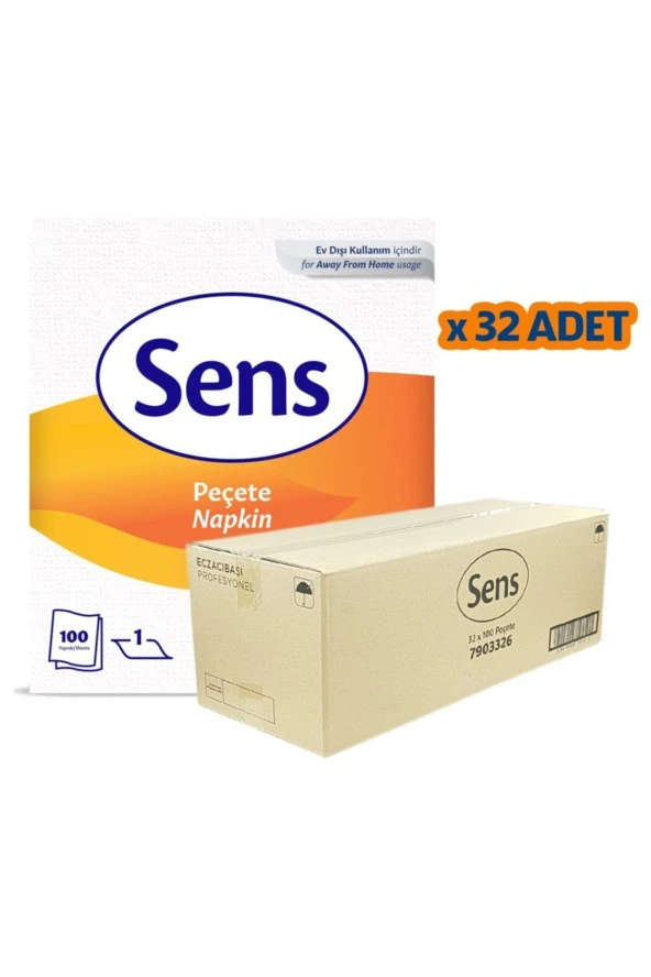 SENS  Sens Kağıt Peçete - 100 Yaprak X 32 Paket