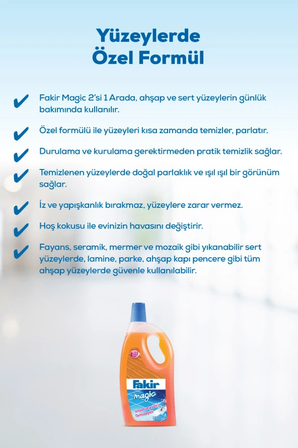 FAKİR Fakir Magic 2'Si 1 Arada Ahşap Ve Sert Yüzey Temizleyici 1000Ml X 3 Adet - 4