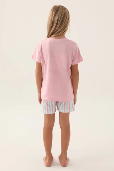 Arnetta Kız Çocuk Toz Pembe Şortlu Pijama Takımı 2887 - 3