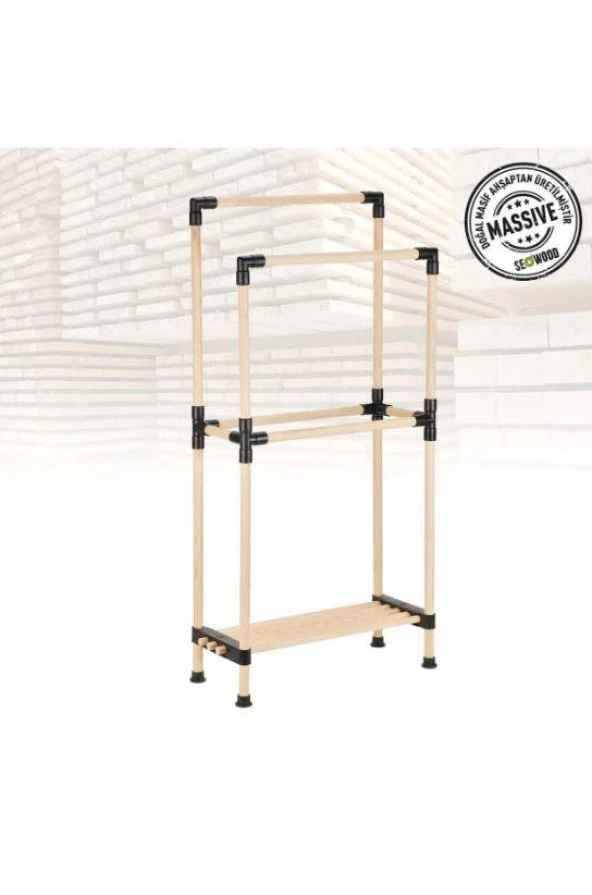 Kosova Ahşap Banyo Havluluk Raf 2 Kat (48*97*28)-8178 - 2