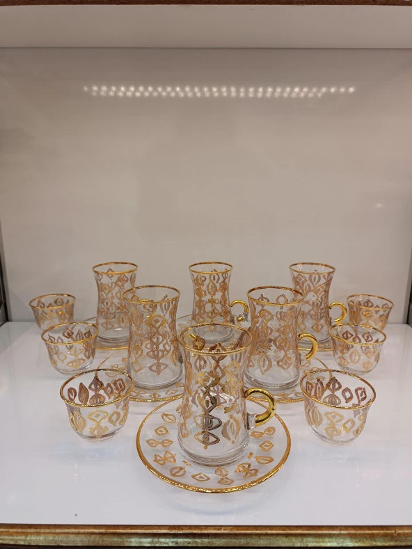 Gold Exclusive Lüks Çay Seti 18 Parça Bag Kulplu Ve Mırra - 2