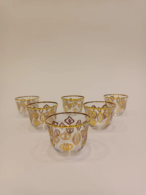 Gold Exclusive Lüks Çay Seti 18 Parça Bag Kulplu Ve Mırra - 8