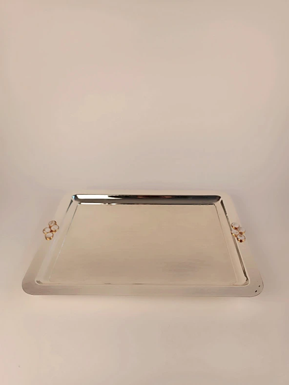 Çay Tepsisi Beyaz Doğal Taş Düğme Model - 6