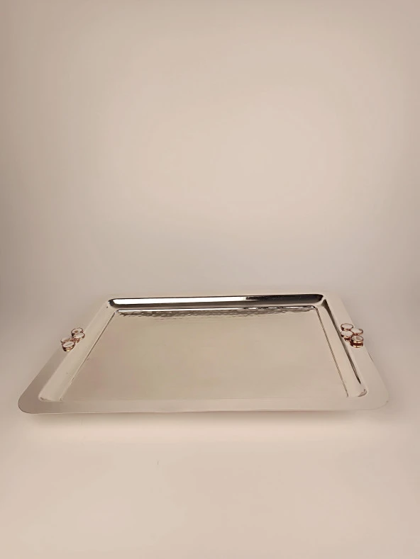 Çay Tepsisi Beyaz Doğal Taş Düğme Model - 9