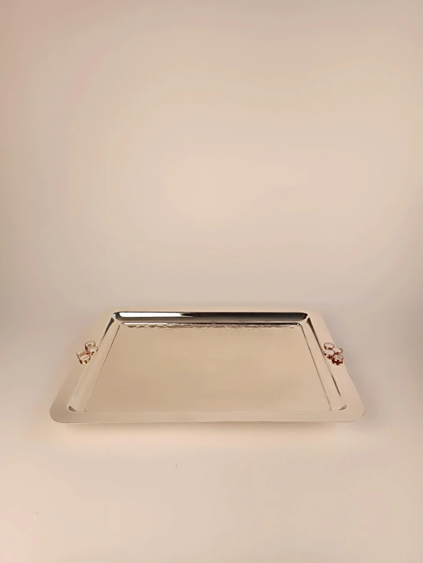 Çay Tepsisi Beyaz Doğal Taş Düğme Model - 10