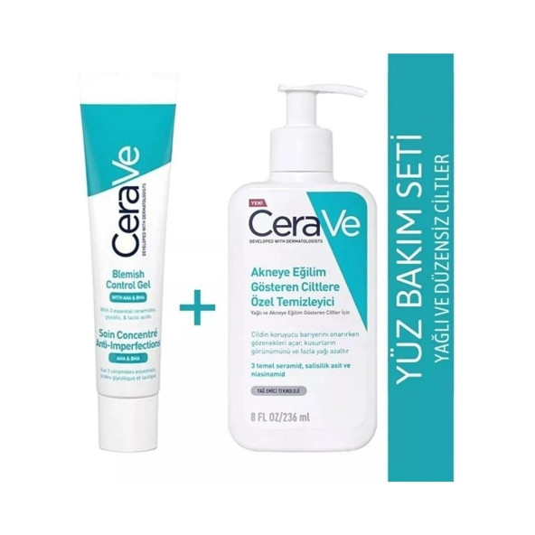 CeraVe Akneye Eğilim Gösteren Ciltler İçin Bakım Seti 236 Ml Temizleyici+40Ml Jel