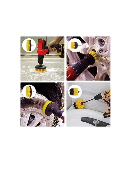 Germany Style 4 Parça Yüksek Mikron Matkaplara Ve Polisajlara Özel Paspas Koltuk Halı Yıkama Fırça - 2