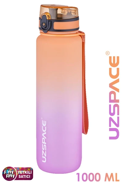 Uzspace FiftyFifty 1000ml BÜYÜK BOY Çift Renk Softtouch FF Collection Tritan Su Matarası - 9