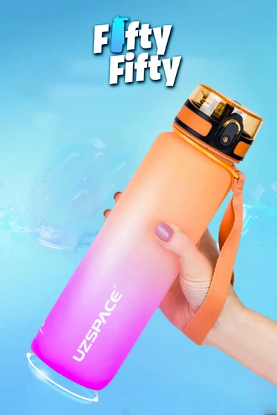 Uzspace FiftyFifty 1000ml BÜYÜK BOY Çift Renk Softtouch FF Collection Tritan Su Matarası - 10