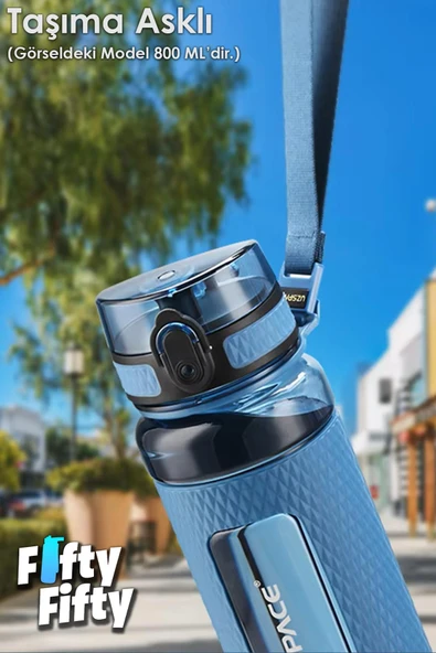 Uzspace FiftyFifty 400ml Çocuk Tritan  Su Matarası Silikon Korumalı Kaydırmaz Gövde - 8