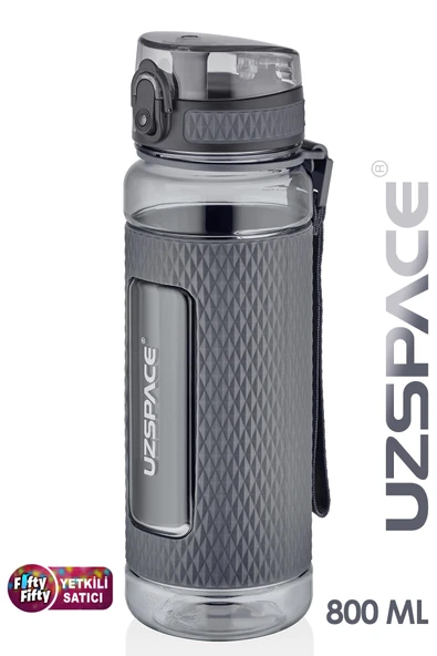 Uzspace FiftyFifty 800ml -BÜYÜK BOY- Tritan Su Matarası Silikon Korumalı Kaydırmaz Gövde - 2