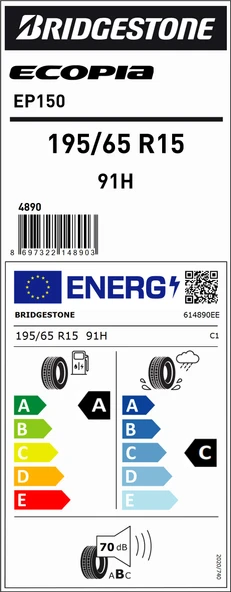 Bridgestone 195/65R15 91H Ecopıa Ep150 A-C-70 Yaz Oto Lastiği (Üretim Yılı: 2023) - 2
