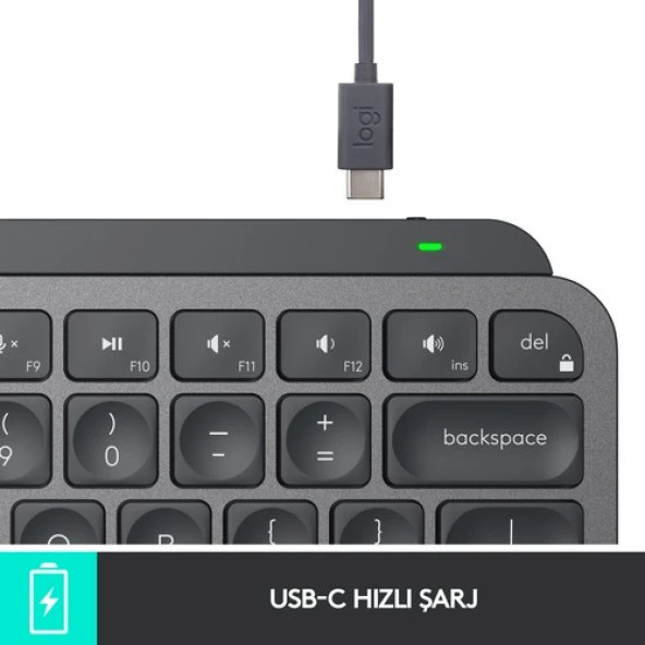 Logitech MX Keys Mini Minimalist Kablosuz Bluetooth Aydınlatmalı Türkçe Q Klavye - Siyah - Resim 7