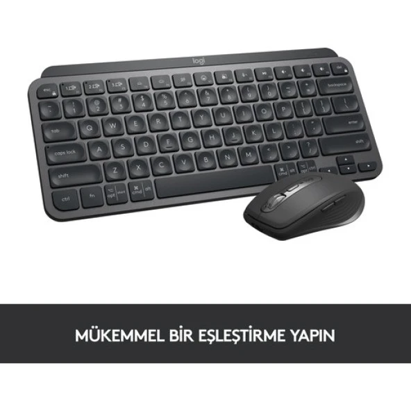 Logitech MX Keys Mini Minimalist Kablosuz Bluetooth Aydınlatmalı Türkçe Q Klavye - Siyah - Resim 9