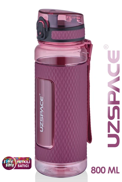 Uzspace FiftyFifty 800ml -BÜYÜK BOY- Tritan Su Matarası Silikon Korumalı Kaydırmaz Gövde - 10