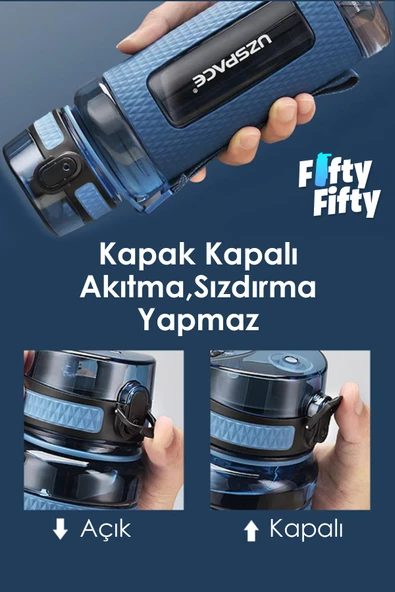 Uzspace FiftyFifty 400ml Çocuk Tritan  Su Matarası Silikon Korumalı Kaydırmaz Gövde - 6
