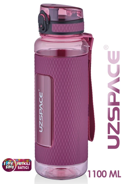 Uzspace FiftyFifty 1100ml -MEGA BÜYÜK BOY- Tritan Su Matarası Silikon Korumalı Kaydırmaz Gövde - 10