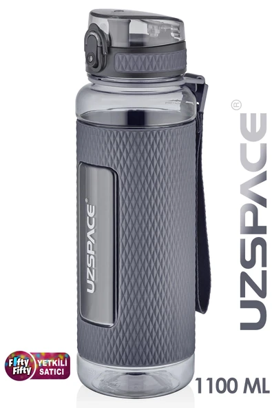 Uzspace FiftyFifty 1100ml -MEGA BÜYÜK BOY- Tritan Su Matarası Silikon Korumalı Kaydırmaz Gövde - 2