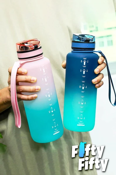 Uzspace Motivasyon Matarası 1500 ml MEGA BÜYÜK BOY Çift Renk Tritan 8 Farklı Renk - 7