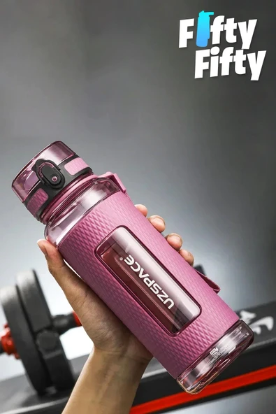 Uzspace FiftyFifty 1100ml -MEGA BÜYÜK BOY- Tritan Su Matarası Silikon Korumalı Kaydırmaz Gövde - 11