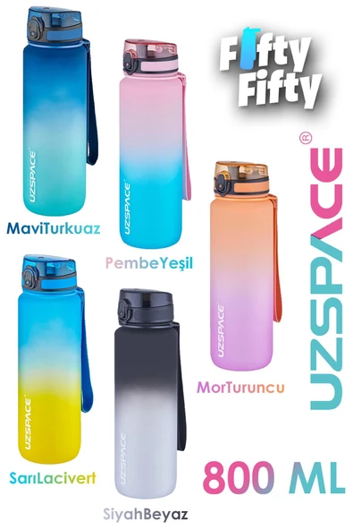 Uzspace 800ml -YENİ EBAT-Çift Renk Softtouch Tritan Su Matarası