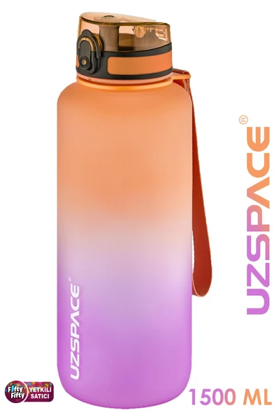 Uzspace Motivasyon Matarası 1500 ml MEGA BÜYÜK BOY Çift Renk Tritan 8 Farklı Renk - 11