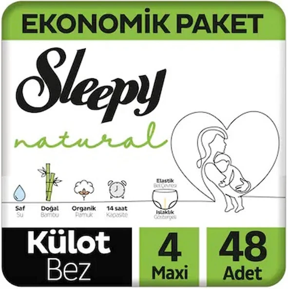 Sleepy Külot Bebek Bezi Natural Beden:4 (7-14KG) Maxi 240 Adet Mega Fırsat Pk - Resim 2