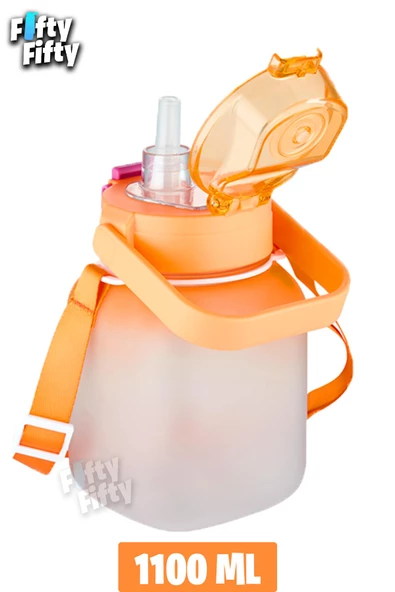 Vagonlife Tritan 1100 Ml Çocuk Askılı-Pipetli/Pipetsiz Kullanım Su Matarası-Çıkartma Hediyeli - 12