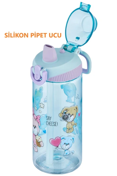 Vagonlife FiftyFifty Tritan 500 ml Silikon Pipetli Çocuk Su Matarası - 6
