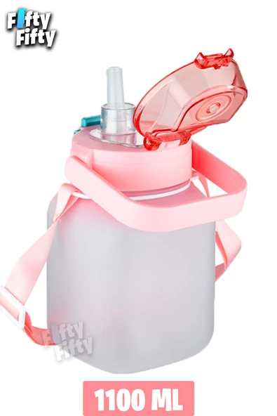 Vagonlife Tritan 1100 Ml Çocuk Askılı-Pipetli/Pipetsiz Kullanım Su Matarası-Çıkartma Hediyeli - 9