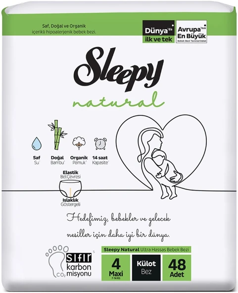 Sleepy Külot Bebek Bezi Natural Beden:4 (7-14KG) Maxi 96 Adet Ekonomik Fırsat Pk - 3