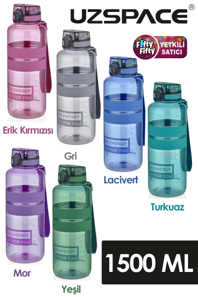 Uzspace Tritan Su Matarası 1500ml 1.5 Litre Mega Boy Yenilenen Renkler - 1