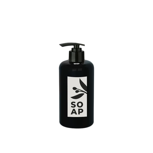 Sıvı Sabunluk Yuvarlak Plastik Pompalı 500 ML - Siyah - Resim 5