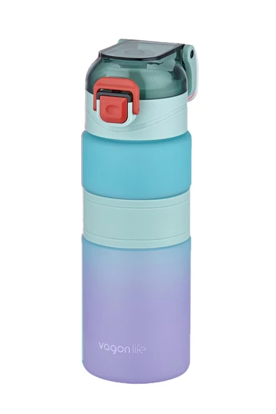 Vagonlife Çift Renk 600ml  Kaydırmaz Silikon Gövde Rahat İçim-Pipetsiz- Motivasyon Su Matarası - 10