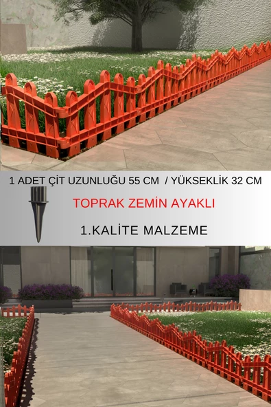 Dekoratif Plastik Bahçe ve Peyzaj Çiti 1 ADET ÇİT (Y: 32 CM / G: 55 CM) TOPRAK AYAKLI - 3
