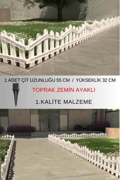 Dekoratif Plastik Bahçe ve Peyzaj Çiti 1 ADET ÇİT (Y: 32 CM / G: 55 CM) TOPRAK AYAKLI - 2