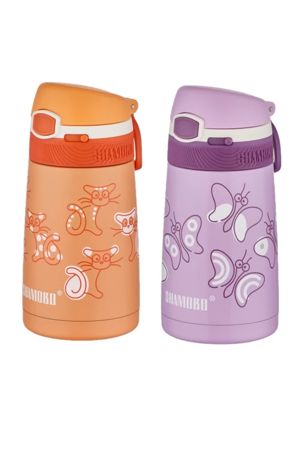 Shamobo 2Lİ SET Pipetli Çelik Termos 350ml -6 Saat Isı Yalıtımı- - 5